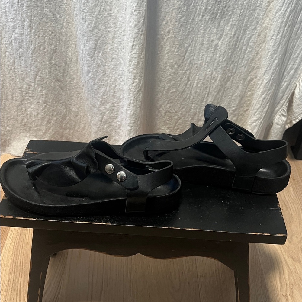 Isabel Marant Black Leather Platform Sandals - Picture 2 of 7